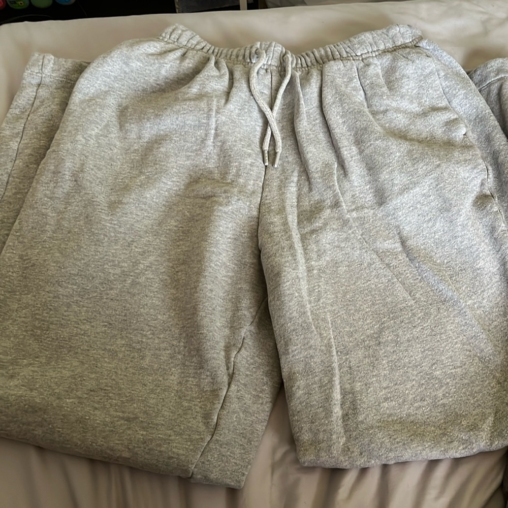 light grey wide legged sweatpants